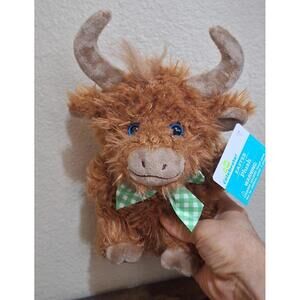 Adorable Blue Eyed 9" Easter Shaggy Bull Plush New With Tags.
